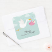 Stork Clouds Girl Bundle Baby shower Vierkante Sticker (Envelop)
