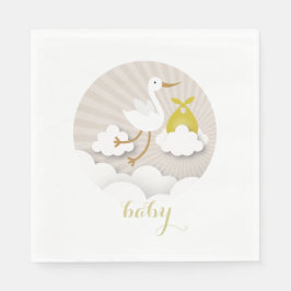 Stork + Clouds Neutraal Baby shower servetten
