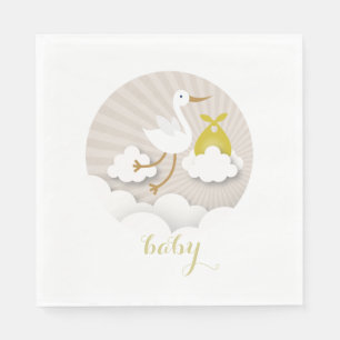 Stork + Clouds Neutraal Baby shower servetten