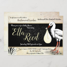 Stork Cream Baby Douche Uitnodigingen