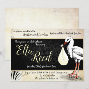 Stork Cream Baby Douche Uitnodigingen