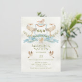 Stork Crest Waterverf Baby Jongensdouche Kaart (Staand voorkant)