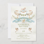 Stork Crest Waterverf Baby Jongensdouche Kaart (Voorkant)