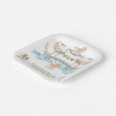 Stork Crest Waterverf Baby Jongensdouche Papieren Bordje (Gebogen)