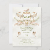 Stork Crest Waterverf Baby shower Kaart (Voorkant)