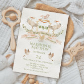 Stork Crest Waterverf Baby shower Kaart