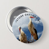 Stork Day, witte ooievaar Ronde Button 7,6 Cm (Voorkant /achterkant)