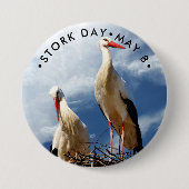 Stork Day, witte ooievaar Ronde Button 7,6 Cm (Voorkant)