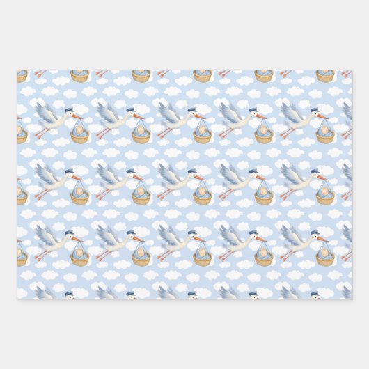 Stork Delivery Baby Boy Wrapping Paper – Schattige (Voorkant 2)