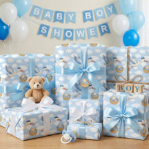 Stork Delivery Baby Boy Wrapping Paper – Schattige