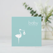 Stork Delivery Boy Blue Baby shower-uitnodiging Kaart (Staand voorkant)