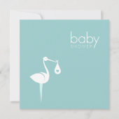 Stork Delivery Boy Blue Baby shower-uitnodiging Kaart (Voorkant)