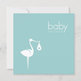 Stork Delivery Boy Blue Baby shower-uitnodiging Kaart