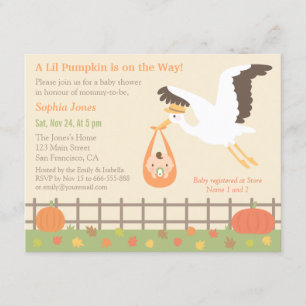 Stork Delivery Lil Pumpkin Baby Shower Invitations Kaart