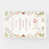 Stork Delivery Pink Girl Baby shower Welkom Spandoek (Horizontaal)