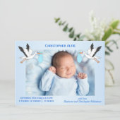 Stork Design Baby Boy Birth Aankondiging (Staand voorkant)