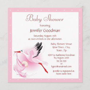 Stork die Baby roze Baby shower levert Kaart