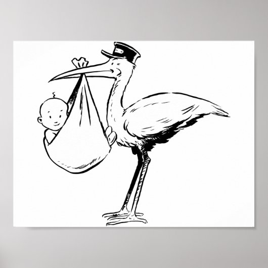 Stork die een Baby Poster houdt (Voorkant)