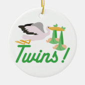 Stork die Twins levert Keramisch Ornament (Voorkant)