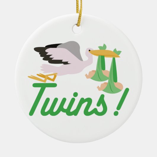 Stork die Twins levert Keramisch Ornament (Voorkant)