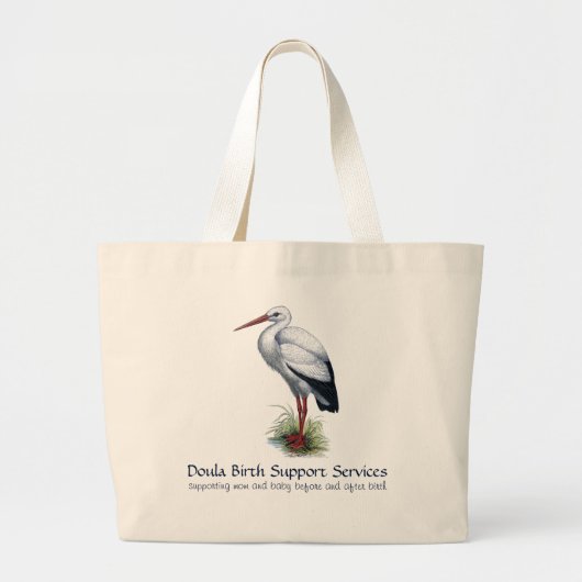 Stork Doula of vroedvrouw promotionele Grote Tote Bag (Voorkant)