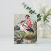 Stork en Baby Briefkaart (Staand voorkant)