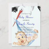 Stork en Baby Funny Baby Boy Shower Uitnodiging (Voorkant)