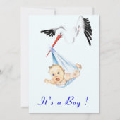 Stork en Baby Funny Baby Boy Shower Uitnodiging (Achterkant)