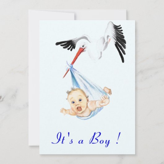 Stork en Baby Funny Baby Boy Shower Uitnodiging (Achterkant)