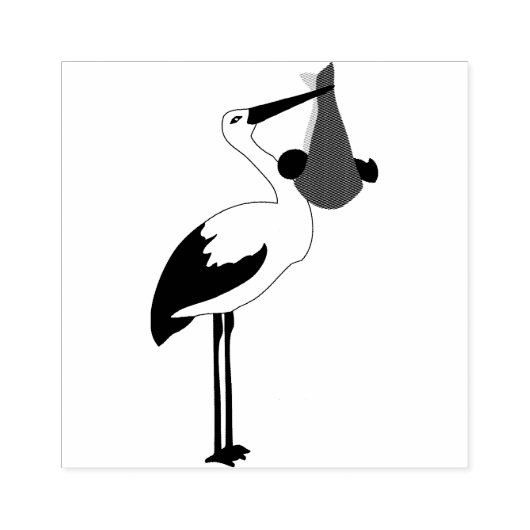 Stork en Baby Rubberstempel (Afrduk)
