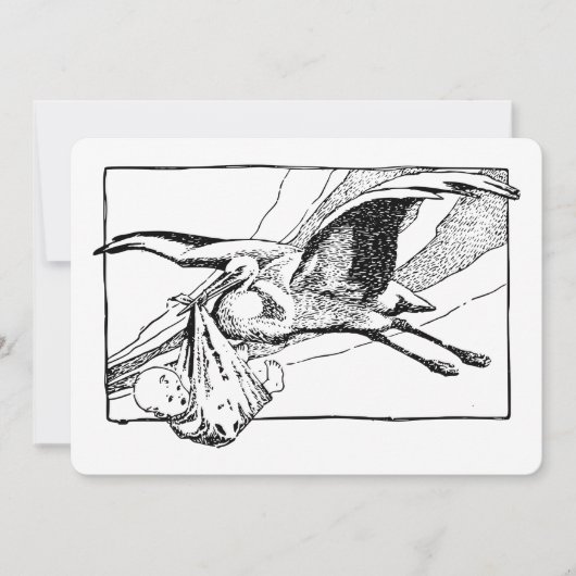 Stork en Baby Uitnodiging (Voorkant)