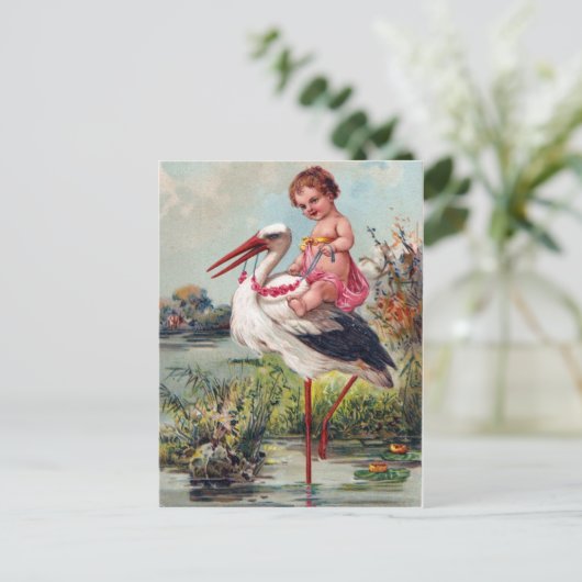 Stork en Baby vanaf 1909 Briefkaart (Staand voorkant)