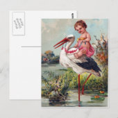 Stork en Baby vanaf 1909 Briefkaart (Voorkant / Achterkant)