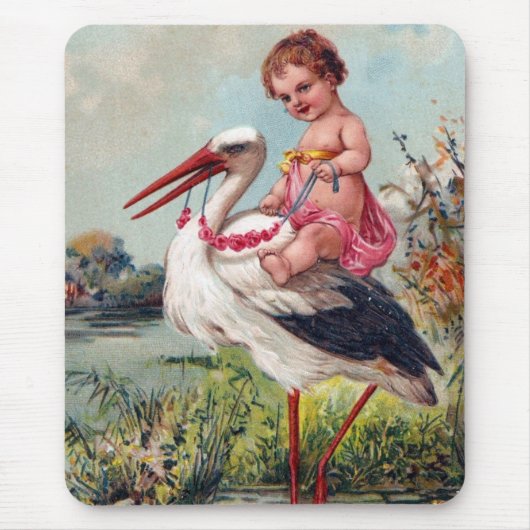 Stork en Baby vanaf 1909 Muismat (Voorkant)