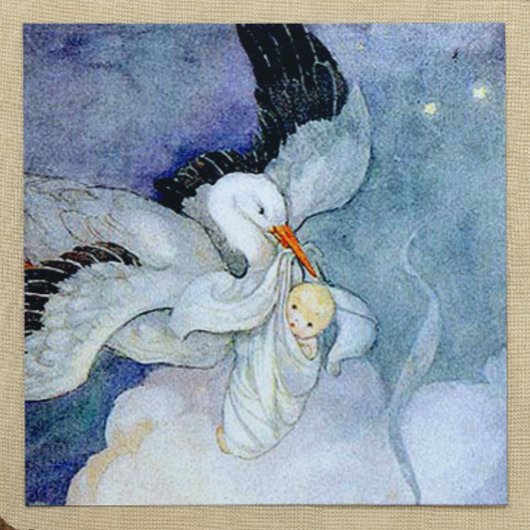 Stork en Baby Vierkante Sticker