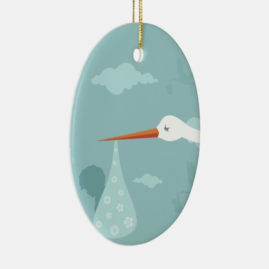 Stork en kind keramisch ornament (Rechts)