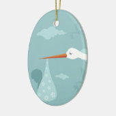 Stork en kind keramisch ornament (Links)