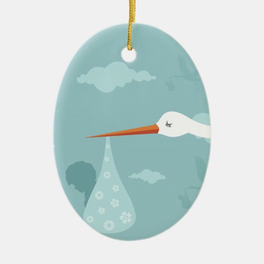 Stork en kind keramisch ornament (Voorkant)