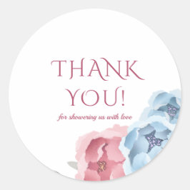 Stork Floral Waterverf Baby shower Bedankt Ronde Sticker