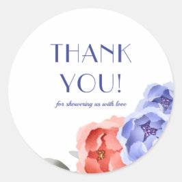 . Stork Floral Waterverf Baby shower Bedankt Ronde Sticker