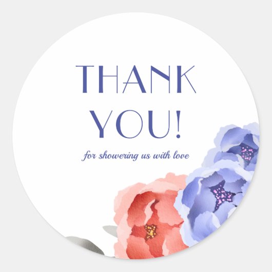 . Stork Floral Waterverf Baby shower Bedankt Ronde Sticker (Voorkant)