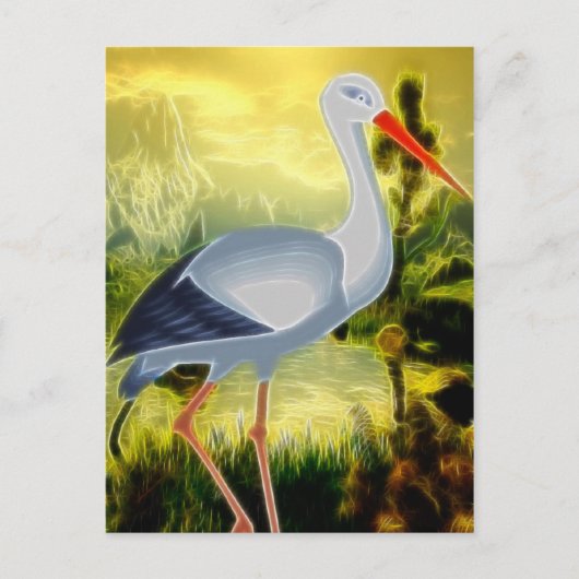 Stork Folk Art Briefkaart (Voorkant)