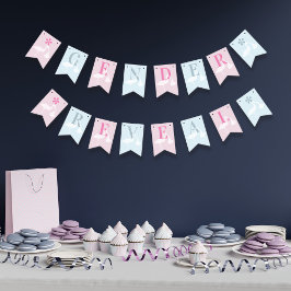 Stork Gender Reveal Baby shower Bunting Flags Vlaggetjes