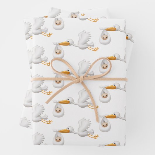 Stork Gift Wrap voor Precious Arrivals! Inpakpapier Vel (In situ)