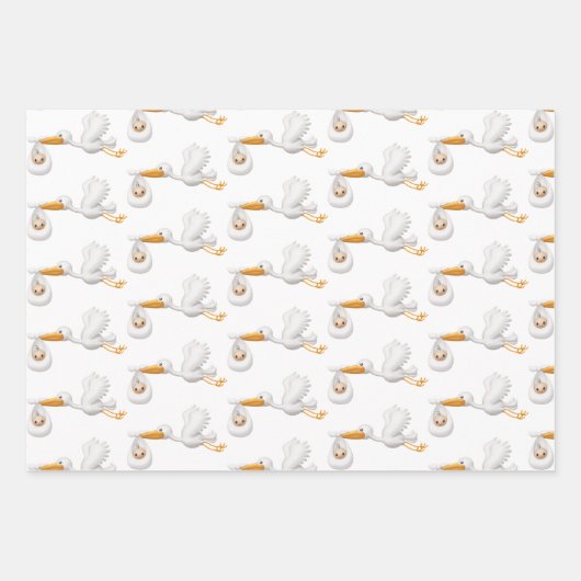 Stork Gift Wrap voor Precious Arrivals! Inpakpapier Vel (Voorkant)