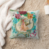 STORK GIRL BABY SHOWER FLORAL MONOGRAM Keepslag Kussen (Deken)