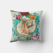 STORK GIRL BABY SHOWER FLORAL MONOGRAM Keepslag Kussen (Achterkant)