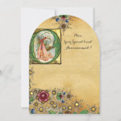 STORK GIRL BABY SHOWER FLORAL PARCHMENT MONOGRAM KAART (Achterkant)