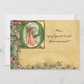 STORK GIRL BABY SHOWER FLORAL PARCHMENT MONOGRAM KAART (Achterkant)