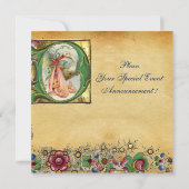 STORK GIRL BABY SHOWER FLORAL PARCHMENT MONOGRAM KAART (Achterkant)